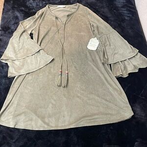 Altar'd State Olive Green Faux Suede Dress NEW